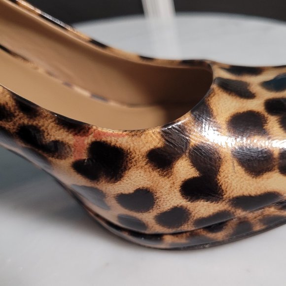 Merona Patent Leopard Print Open Toe Pumps Size 7.5 - Picture 7 of 10